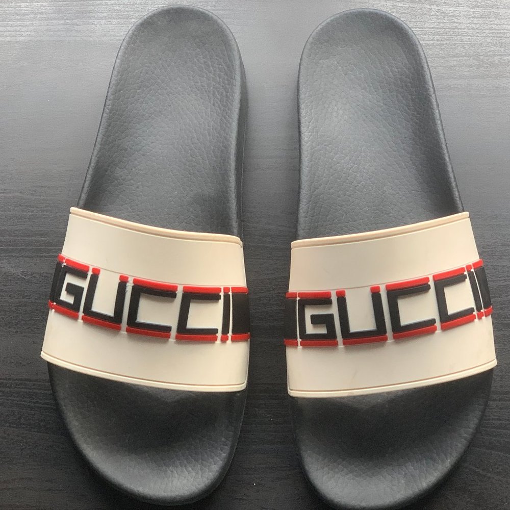 GUCCI stripe rubber slide sandal